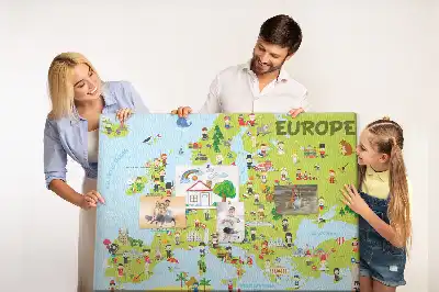 Printed Cork Memo Board World map with flags