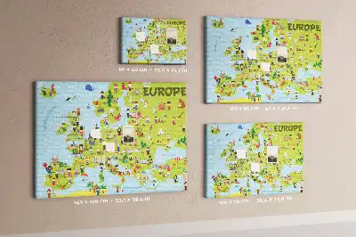 Printed Cork Memo Board World map with flags