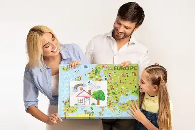 Printed Cork Memo Board World map with flags