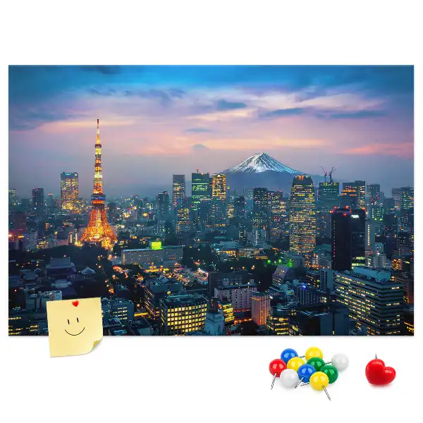 City at Night Cork Memo Board
