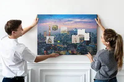 City at Night Cork Memo Board
