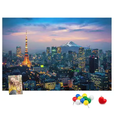 City at Night Cork Memo Board