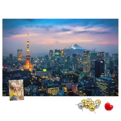 City at Night Cork Memo Board