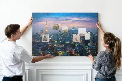 City at Night Cork Memo Board