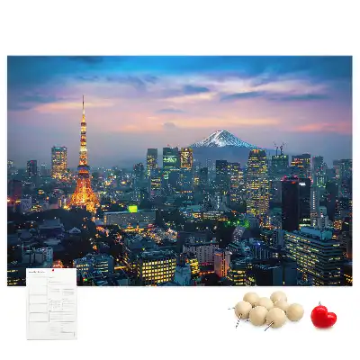 City at Night Cork Memo Board