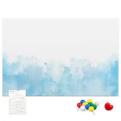 Cork memo board with painted splashes