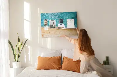 Printed Cork Board Sea beach people