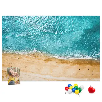 Printed Cork Board Sea beach people