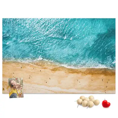 Printed Cork Board Sea beach people