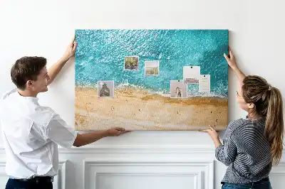 Printed Cork Board Sea beach people
