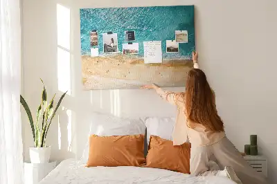 Printed Cork Board Sea beach people