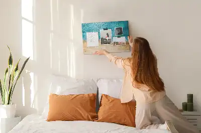 Printed Cork Board Sea beach people