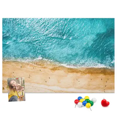 Printed Cork Board Sea beach people