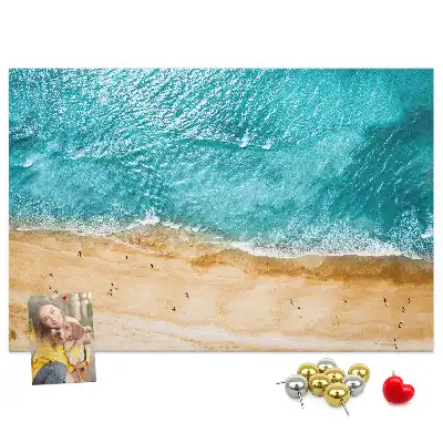 Printed Cork Board Sea beach people