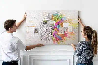 Printed Cork Memo Board Brain abstraction