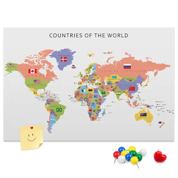 Flag map cork memo board