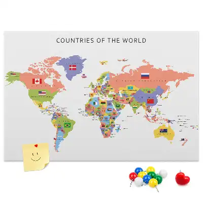 Flag map cork memo board