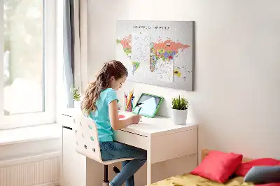 Flag map cork memo board