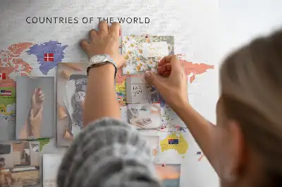 Flag map cork memo board