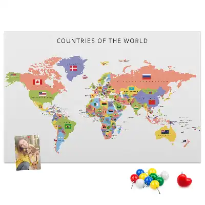 Flag map cork memo board