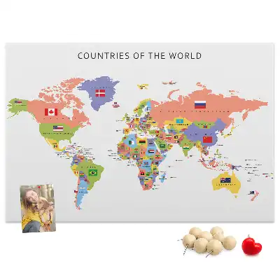Flag map cork memo board