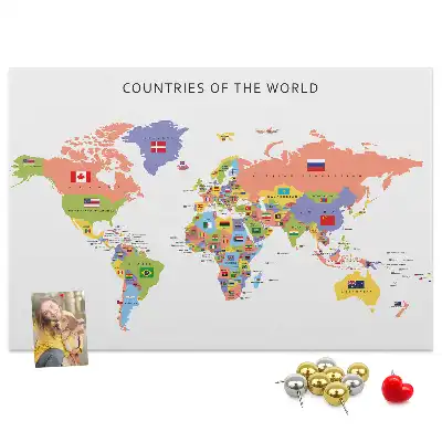 Flag map cork memo board