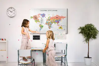 Flag map cork memo board