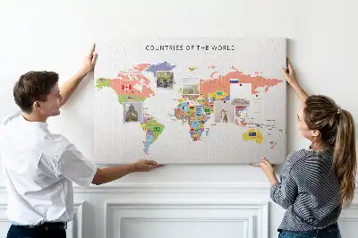 Flag map cork memo board