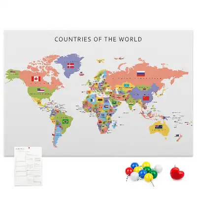 Flag map cork memo board