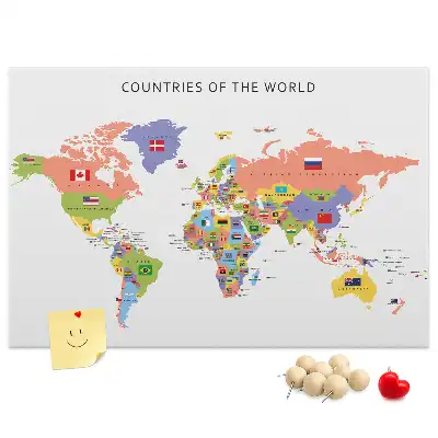 Flag map cork memo board