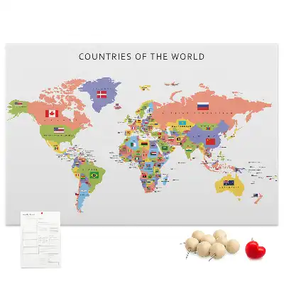 Flag map cork memo board