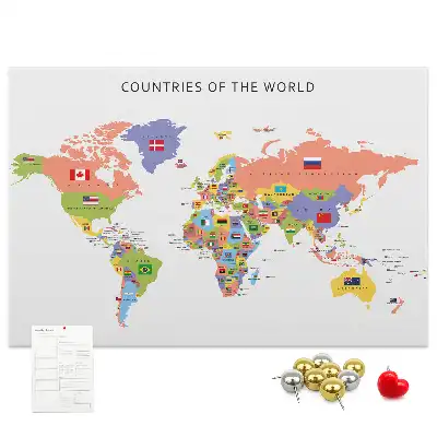 Flag map cork memo board