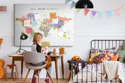 Flag map cork memo board
