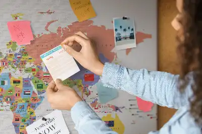 Flag map cork memo board