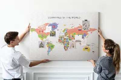 Flag map cork memo board