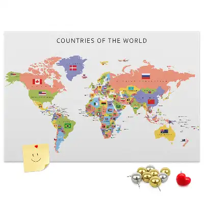 Flag map cork memo board