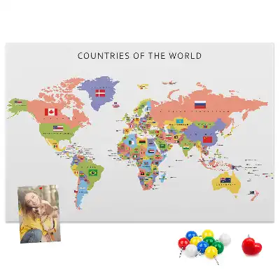 Flag map cork memo board