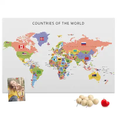 Flag map cork memo board