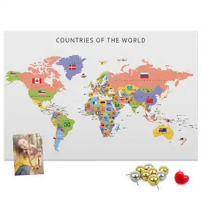 Flag map cork memo board