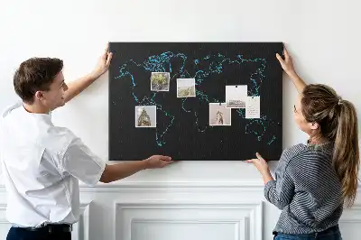 Printed Cork Board World map contours