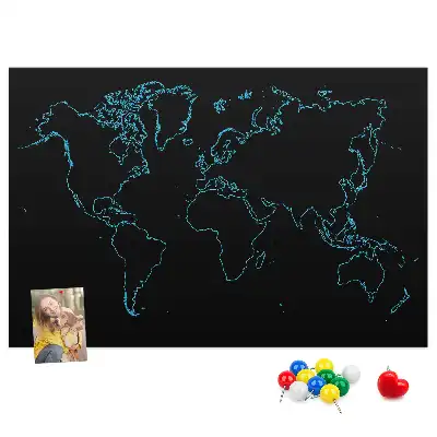 Printed Cork Board World map contours
