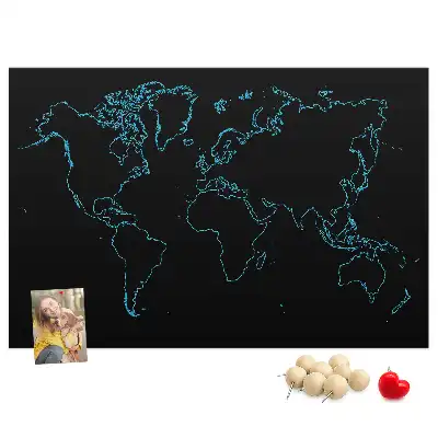 Printed Cork Board World map contours