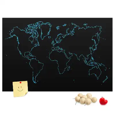 Printed Cork Board World map contours