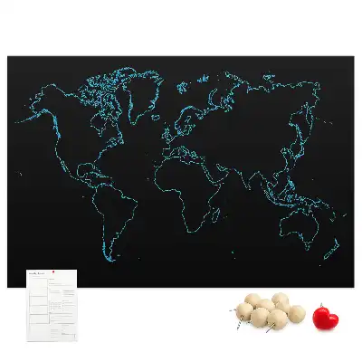 Printed Cork Board World map contours