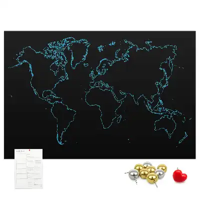 Printed Cork Board World map contours