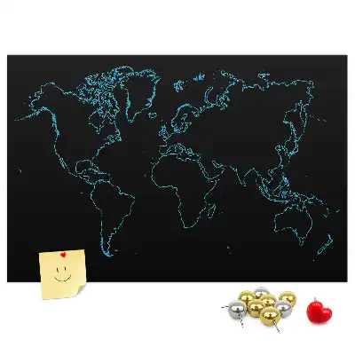 Printed Cork Board World map contours