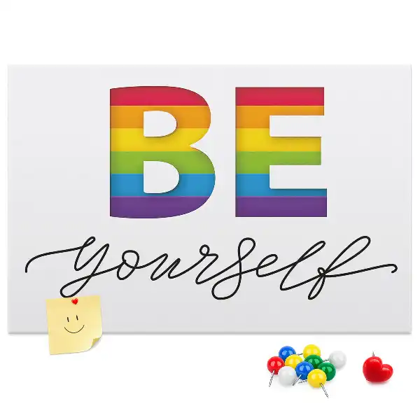 Printed Cork Memo Board with Be Yourself Lettering