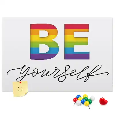 Printed Cork Memo Board with Be Yourself Lettering