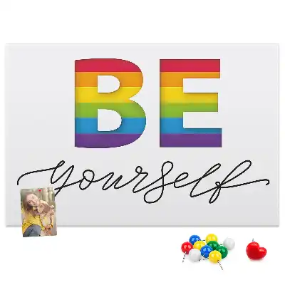 Printed Cork Memo Board with Be Yourself Lettering