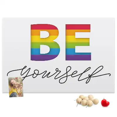 Printed Cork Memo Board with Be Yourself Lettering